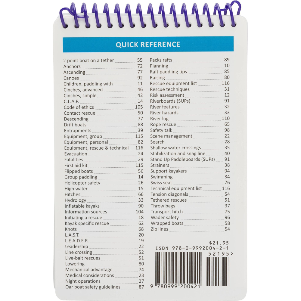 Table of Contents, Sierra Rescue River Rescue and Safety Field Guide