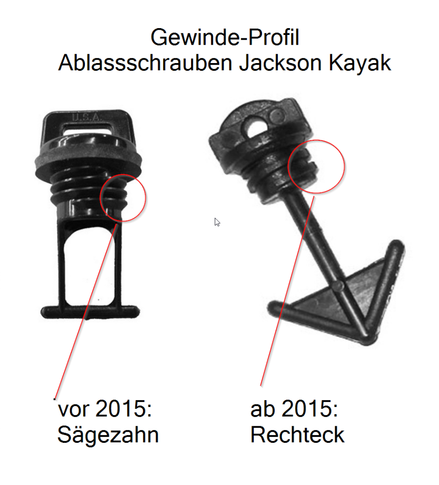 Unterschied Ablassschraube Jackson Kayak vor und ab 2015